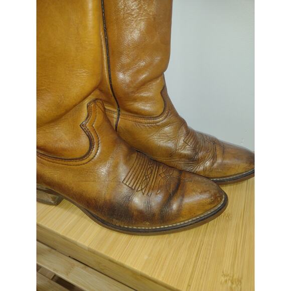 Durango West 10.5B Cowboy Boots  Vintage Leather Western Tall Rodeo Rustic - Picture 7 of 10